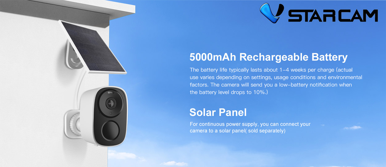 Vstarcam CB11-TZ Smart Outdoor Wifi Battery Camera with Solar panel