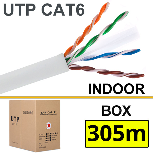 ANGA ST-L03 (Box 305μ) Καλώδιο LAN UTP CAT6 Μονόκλωνο Λευκό Εσωτερικού χώρου CCA/PVC