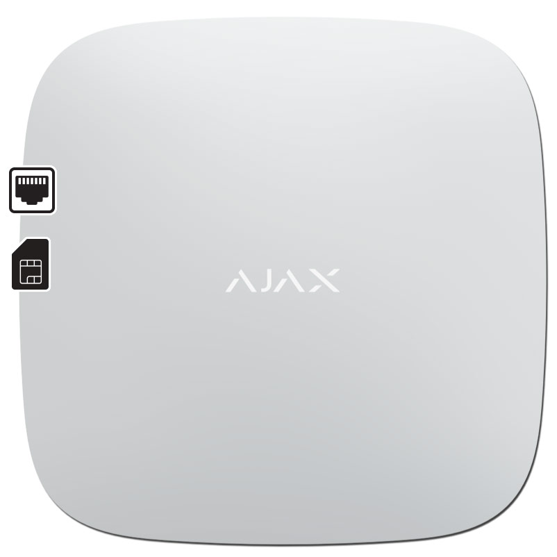 Ajax HUB WHITE - Ασύρματη Κεντρική Μονάδα GSM/GPRS και Ethernet, σε λευκό χρώμα. (7561.01.WH1)