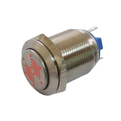 0059 HBGQ19 R Μεταλλική Σειρήνα Buzzer Πίνακος 2P στρογγυλό Φ19mm με λυχνία LED 12V DC Κόκκινο