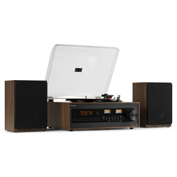 AUDIZIO BOSTON All-In-One Σύστημα με Πικάπ, Ηχεία, DAB+/ FM Radio, Bluetooth, CD Player σε Καφέ Ξύλο 102.195