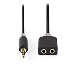 CABW22100AT02 NEDIS Adaptor Splitter Cable Επίχρυσο 3.5mm Stereo αρσενικό σε 2 x 3.5mm Stereo θηλυκά 0.2 m