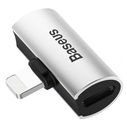 BASEUS CAL46-S1 Αντάπτορας Lightning αρσ. σε 2x Lightning θηλ. για σύνδεση με ακουστικά και φορτιστή (6953156287174)