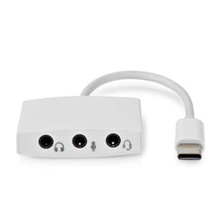 NEDIS CCGB65900WT01 Αντάπτορας USB High Speed Type-C αρσ. - 3x 3.5mm θηλ. 0.10m σε Λευκό