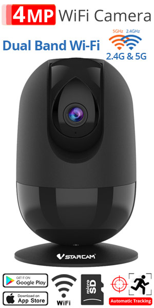 Vstarcam CS48Q (Μαύρη) 4Mpixels Ρομποτική Ασύρματη IP κάμερα - Dual WiFi 2.4Ghz & 5GHz, Ethernet, microSD, Motion Detection