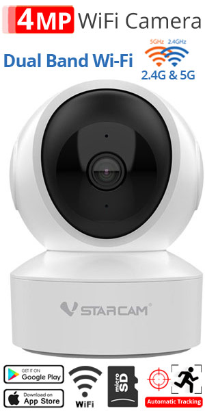 Vstarcam CS49Q 4Mpixels Ρομποτική Ασύρματη IP κάμερα - Dual WiFi 2.4Ghz & 5GHz, Ethernet, microSD, Motion Detection