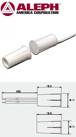 Aleph DC-1651W (ΛΕΥΚΗ) Χωνευτή μαγνητική επαφή, κοντή (μήκος 19.5 mm)