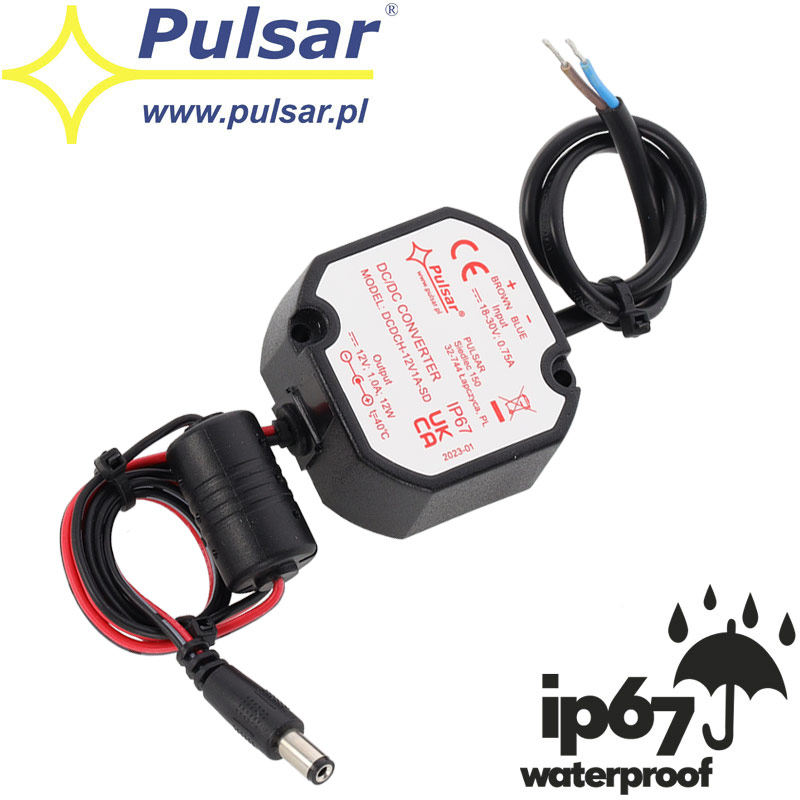 PULSAR DCDCH-12V1A-SD Step Down Converter (Υποβιβαστής Τάσης), Είσοδος 18~30VDC, Έξοδος 12 VDC 1A, Στεγανό IP67