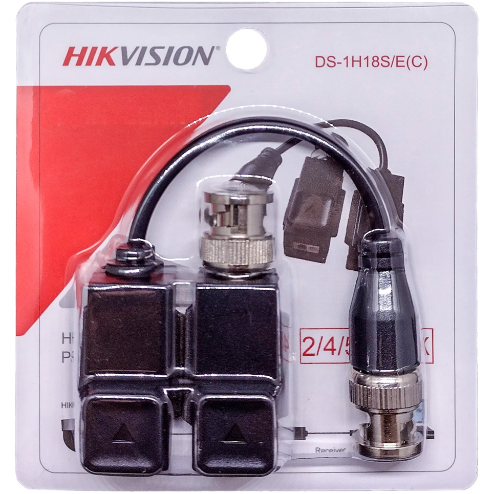 Hikvision DS-1H18S/E(C) Ζεύγος Παθητικών Video Balun για κάμερες HD ως 8Mpixels, με Πιεστικούς ακροδέκτες 