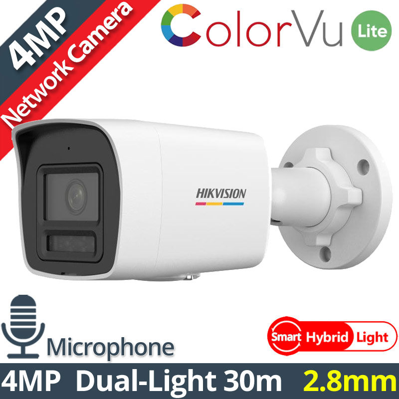 HIKVISION DS-2CD1047G2H-LIU 2.8mm Ενσύρματη IP Κάμερα ColorVu Lite 4MP, Smart-Hybrid Light 30m, Μικρόφωνο, PoE, IP67, Η.265+