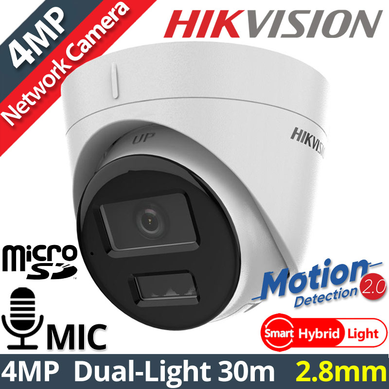 HIKVISION DS-2CD1343G2-LIUF 2.8mm Ενσύρματη IP κάμερα 4Mpixels, Smart-Hybrid Light 30m, Motion Detection 2.0, Poe, Μικρόφωνο, MicroSD