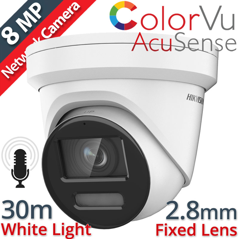 HIKVISION DS-2CD2387G2-LU(C) 2.8mm Ενσύρματη IP Κάμερα COLORVU με AcuSence & Μικρόφωνο, 8MP, 30m White Light, Η.265+ PoE microSD
