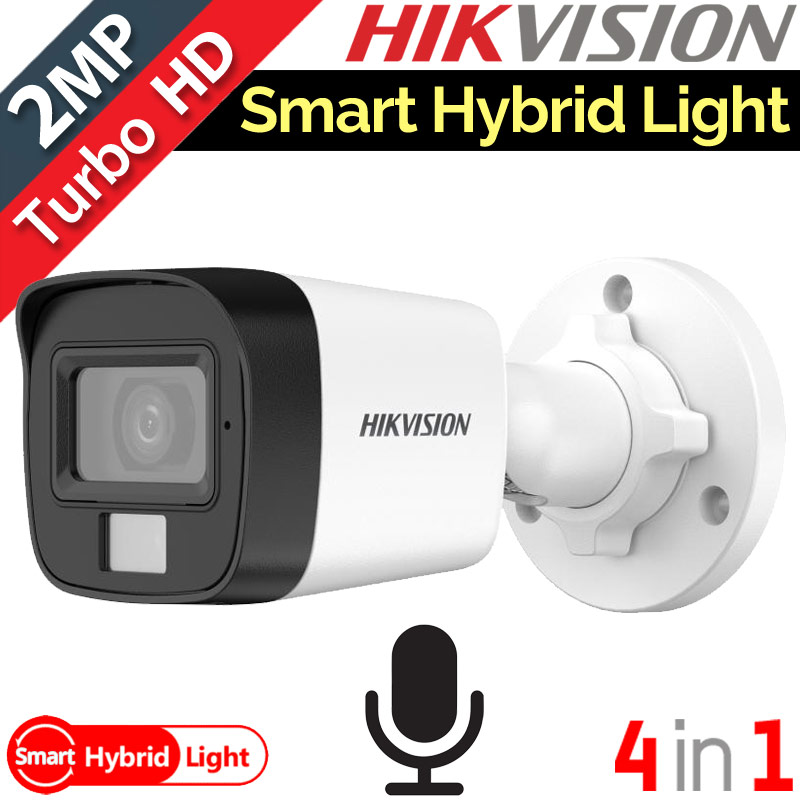 HIKVISION DS-2CE16D0T-LFS 2.8mm Κάμερα Bullet 2Mpixels, Smart Hybrid Light, Μικρόφωνο, IP67, TVI/AHD/CVI/CVBS