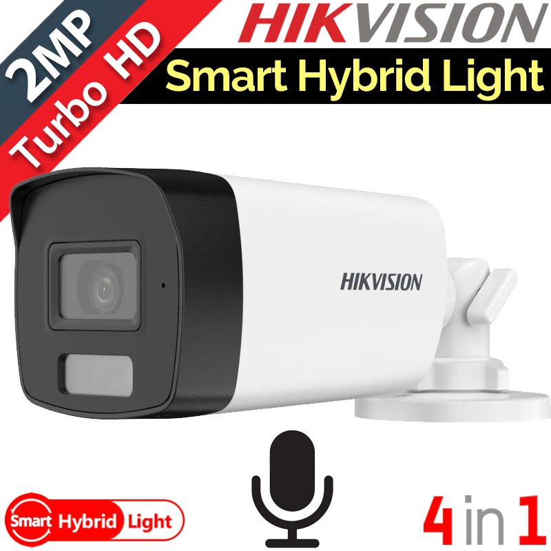 HIKVISION DS-2CE17D0T-LFS 2.8mm Κάμερα Bullet 2Mpixels, Smart Hybrid Light, Μικρόφωνο, IP67, TVI/AHD/CVI/CVBS