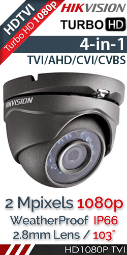 Hikvision DS-2CE56D0T-IRMF (ΓΚΡΙ) TURBOHD κάμερα HDTVI/CVI/AHD/CVBS 1080p IP66 2.8mm