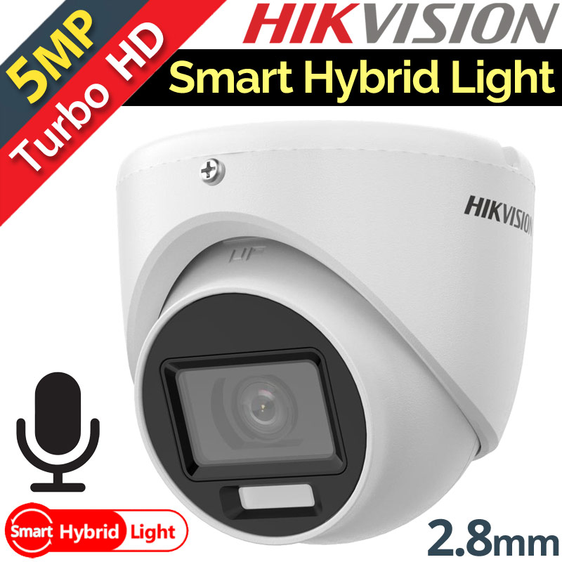 HIKVISION DS-2CE76K0T-LMFS 2.8mm Κάμερα Οροφής 3K 5MPixels Smart Hybrid Light, Μικρόφωνο, IP67