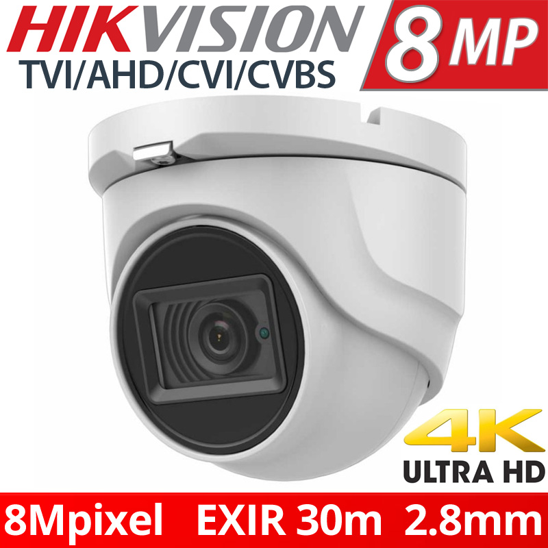 Hikvision DS-2CE76U1T-ITMF 2.8mm 8Mpixels Dome TURBOHD HDTVI 4K UltraHD EXIR 30μ. IP67