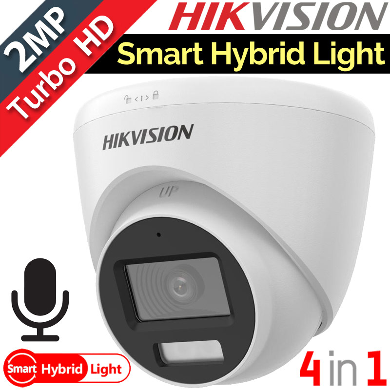 HIKVISION DS-2CE78D0T-LFS 2.8mm Κάμερα Οροφής 2Mpixels Smart Hybrid Light, Μικρόφωνο, IP67, TVI/AHD/CVI/CVBS
