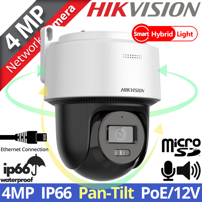 Hikvision DS-2DE2C400MWG-E 2.8mm 4Mpixels Ενσύρματη Mini PT IP Camera, Smart-Hybrid Light 30m, PoE, MicroSD, Mic, Speaker