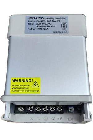 HIKVISION DS-2FA1205-DW-IN Οικονομικό επίτοιχο Switching Τροφοδοτικό 12VDC 5A max, 1 εξόδου, με ρύθμιση τάσης εξόδου