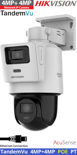 HIKVISION DS-2SE2C400MWG-E/14(2.8/8mm) TandemVu Διπλή Ενσύρματη PT IP κάμερα 4MP+4MP, Dual Light, microSD, Mic, Speaker