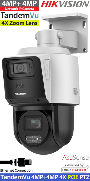 HIKVISION DS-2SE3C404MWG-E/14 2.8mm TandemVu Διπλή Ενσύρματη PTZ IP κάμερα 4MP+4MP, 4X Optical Zoom, Dual Light, microSD, Mic, Speaker