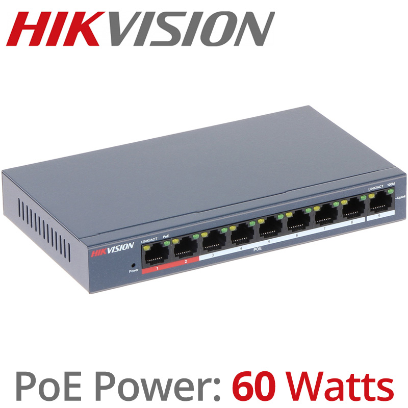 HIKVISION DS-3E0109P-E/M(B) 9 Ports Unmanaged PoE Switch 802.3af/802.3at (Max. 60Watt)