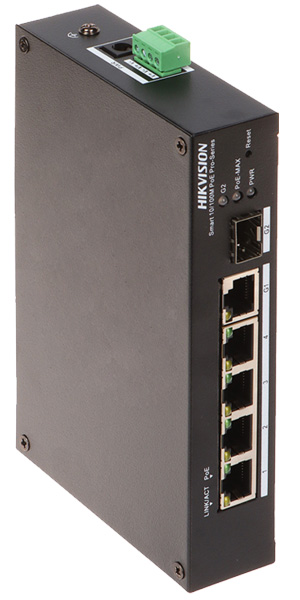 HIKVISION DS-3T1306P-SI/HS 6 Ports PoE Switch Ράγας, 4xPoE Ports, 1x Ethernet Port, 1xSFP Port, 60Watt, -30°C to +65°C