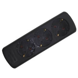 OEM GES-035 BLACK Πολύπριζο Σούκο 3 θέσεων χωρίς καλώδιο σε Μαύρο