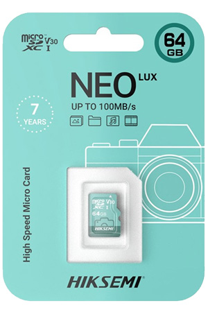 HIKSEMI HS-TF-D3/64G NEO LUX Κάρτα Μνήμης MicroSD 64GB 100MB/s, Class10 U3 V30