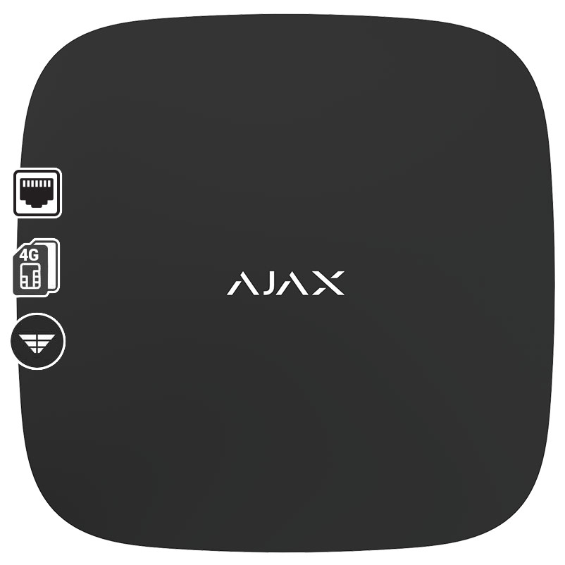 AJAX HUB 2 (4G) BLACK - Ασύρματη Κεντρική Μονάδα 4G (LTE) με Dual Micro SIM και Ethernet, σε Μαύρο χρώμα (33151.108.BL1)