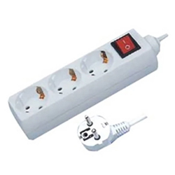 OEM KF-03K Πολύπριζο Σούκο 3 θέσεων με διακόπτη και καλώδιο 3x1 1.5m Λευκό G03MK BNG