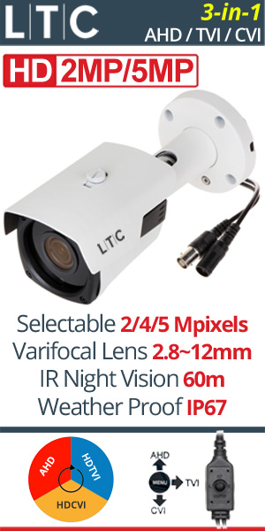 LTC LBVF-856WFL (3in1) Κάμερα Bullet Varifocal 2.8~12mm, 2-5Mpixels, 3-σε-1 (AHD/TVI/CVI), IR 60m, IP67