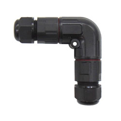 M16A L-TYPE BLK Αδιάβροχος Σύνδεσμος Καλωδίων 3P 1.5mm² Τροφοδοσίας IP68 με Βιδωτή Κλέμμα και Λάστιχο