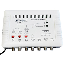MISTRAL 2x112-5G Ενισχυτής κεντρικής κεραίας FM-VHF-UHF-UHF 2 εξόδων με φίλτρο LTE 5G (0246)