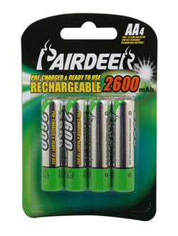 PAIRDEER AA-2600 Σετ 4 Επαναφορτιζόμενων Μπαταριών NiMH AA / 2600 mAh
