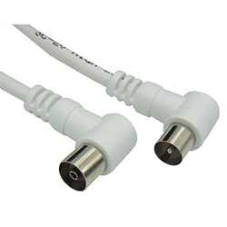 PAL-0087 WHITE Καλώδιο TV Αρσενικό-Θηλυκό με γωνιακά βύσματα 1.5m σε Λευκό Χρώμα