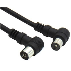 PAL-0088 BLACK Καλώδιο TV Αρσενικό-Θηλυκό με γωνιακά βύσματα 1.5m σε Μαύρο Χρώμα