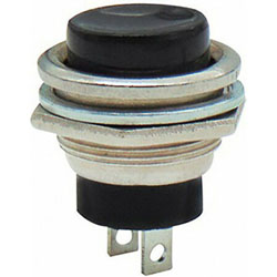 PBS-26B LZ/BLACK Μεταλλικό Button Push ON 2P στρογγυλό Φ16mm σε μαύρο χρώμα  [01.087.0095] 
