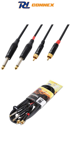 PD Connex CX74-3 Ποιοτικό Καλώδιο 2 x Jack 6.3mm MONO αρσενικά σε 2 x RCA αρσενικά 3m 176.663 