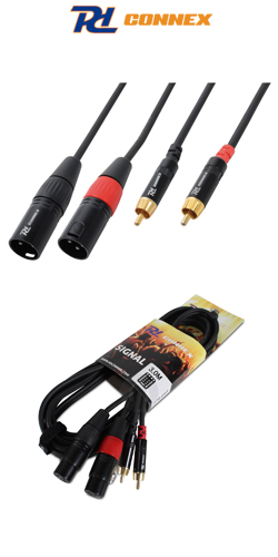 PD Connex CX66-3 Ποιοτικό Καλώδιο 2 x XLR αρσενικά σε 2 x RCA αρσενικά 3m 176.683 