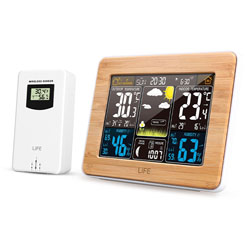 LIFE Rainforest Bamboo Μετεωρολογικός σταθμός με Ασύρματο Εξωτερικό αισθητήρα, οθόνη LCD 5.7" και ρολόι / ξυπνυτήρι  