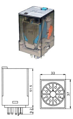 RELE_01.077.0233 Ρελέ τύπου λυχνίας 8P 12V 10A 2 Επαφών [01.077.0233]