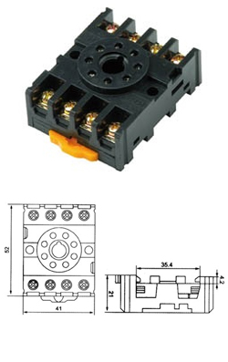 RELE_01.078.0031 Βάση ράγας 8P PF083A για ρελε τύπου λυχνίας
