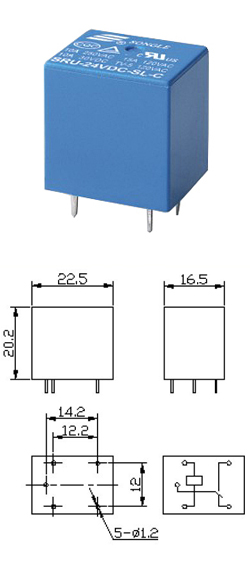 SRU-12VDC-SL-C Μίνι Ρελέ Πλακέτας 12V DC 1 Επαφής 250V 10A 2 Θέσεων (NO/NC)