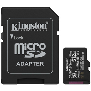 KINGSTON SDCS3/512GB Canvas Select Plus Gen3 microSD 512GB, UHS-I, 150MB/s (Με Αντάπτορα)