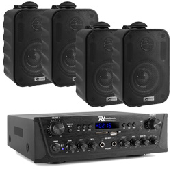 SET-PA AUDIO 116 POWER DYNAMICS Ωμικό Σετ ενισχυτή 2 Ζωνών PV220BT 2x 50 Watt και 4x Ηχεία τοίχου BGO30 B