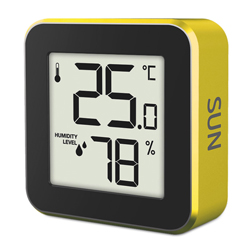 LIFE ALU MINI SUN Ψηφιακό Θερμόμετρο  - Υγρόμετρο εσωτερικού χώρου με πλαίσιο Αλουμινίου - Κίτρινο