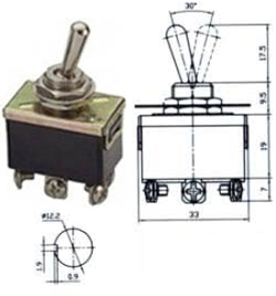 T-1330 Μικροδιακόπτης Διπολικός ON-OFF-ON 6P