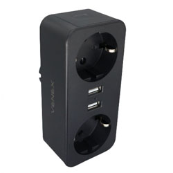 VENEX TB2U2E Ταφ 2x Shucko με 2x USB φόρτισης  